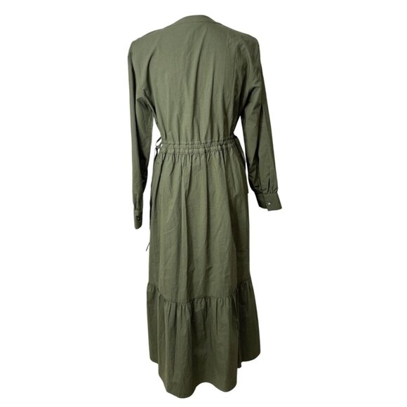 Rails Olive Green Tiered Maxi Dress Cinched-Waist & Long Sleeves Womens XS NEW - Picture 3 of 8
